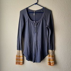 FREE PEOPLE Grey Thermal Long Sleeve